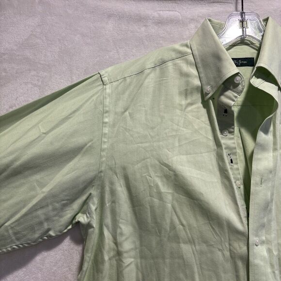 Bobby Jones Green Long Sleeve Button Down Collared Herringbone Shirt Mens Medium - Picture 2 of 16